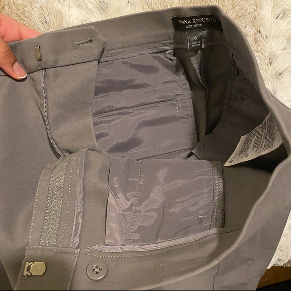 BANANA REPUBLIC SLIM DRESS PANT TROUSERS w/ ANKLE ZIPPERS + POCKETS in GREY - Picture 7 of 7